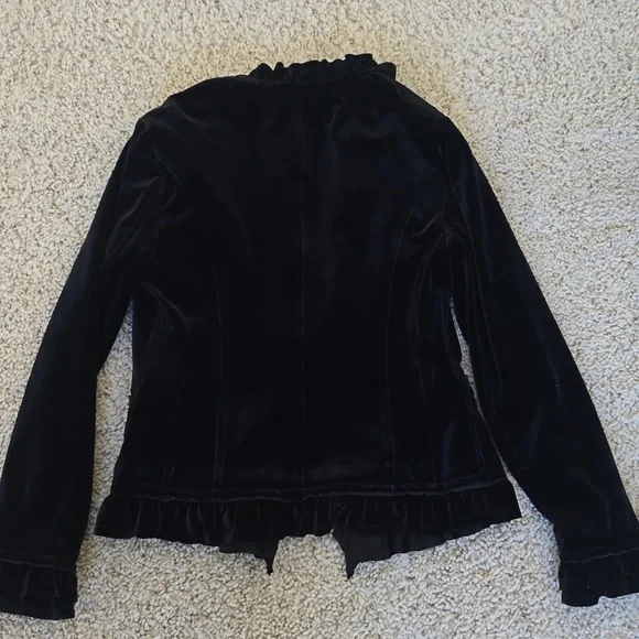 Inc Black Velvet Zippered Blazer Medium - Picture 6 of 10